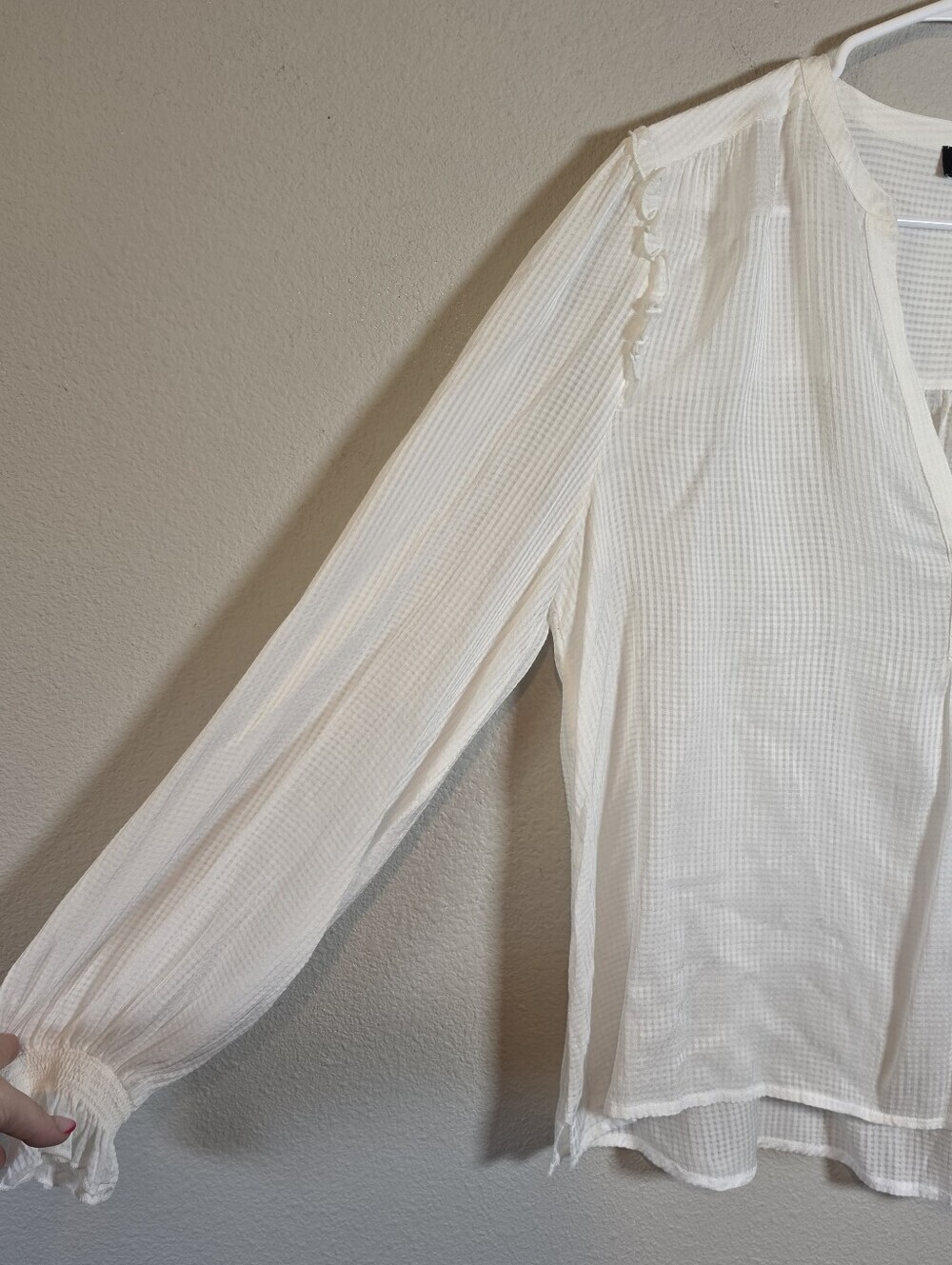 ​ME+EM White Cotton Ruffle V-Neck Blouse Size 10 Boho Cottagecore - Picture 5 of 8